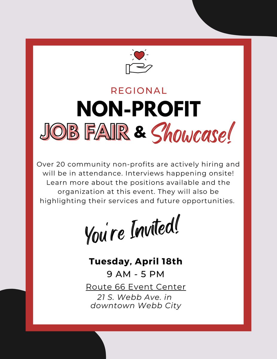 We are excited to be part of this inaugural event. If you want to make a difference and love helping others, you may need to consider a job with a non-profit.  Put your best foot forward and come ready to interview. SAVE THE DATE! #makingadifference #nonprofitworld #areyoutheone