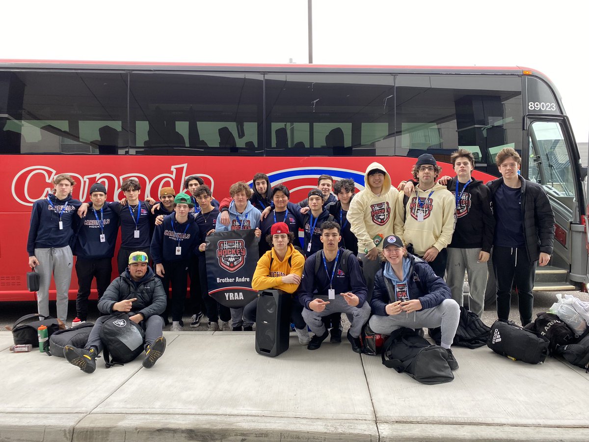 The @SBAtoday senior boys hockey team is off to the semi finals @OFSAA ! The boys are back on the ice tomorrow at 8am! #FinalFour #SbaWay #GoCardinals