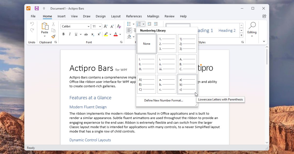 Actipro's tweet photo. We are announcing our new #WPF Bars product with advanced fluent ribbon, toolbar, and menu implementations, including features you won't find anywhere else. We need additional testers to provide feedback before v23.1 releases. Learn more on our blog.
https://t.co/qwl9keTl3N https://t.co/aopYfmn4Dd