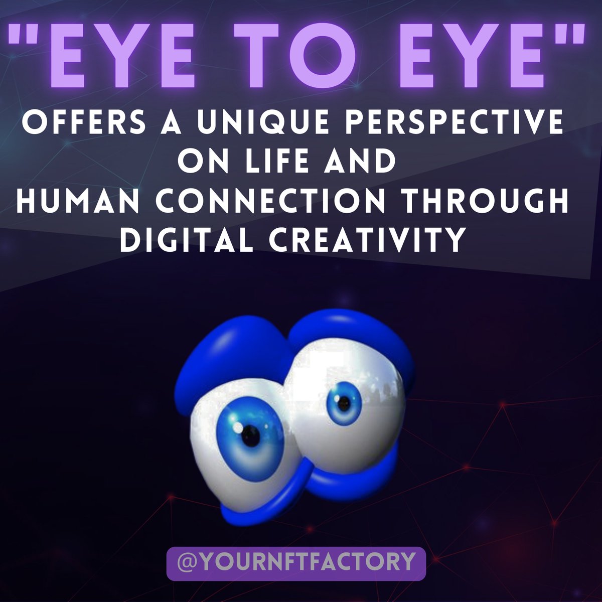 yourNFTfactory's tweet photo. "Experience the captivating blend of digital art and spirituality in Reza's latest NFT collection, Eye to Eye. Each piece offers a unique perspective on human connection and the power of technology in the art world. #NFTs #ArtAndSpirituality #EyeToEyeNFT #BlockchainArt https://t.co/w9z3M9FF9u