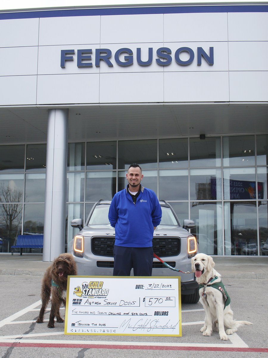 TulsaSubaru's tweet photo. Ferguson Subaru team-member, Jeremy Bautista, held his second-annual Anthem Service Dogs fundraiser, raising $570 for the nonprofit! 💙 You can help support Anthem Service Dogs at their website and by stopping by their upcoming event — DogFest on April 29th🐕 #SubaruLovesPets https://t.co/egf6yDWFna