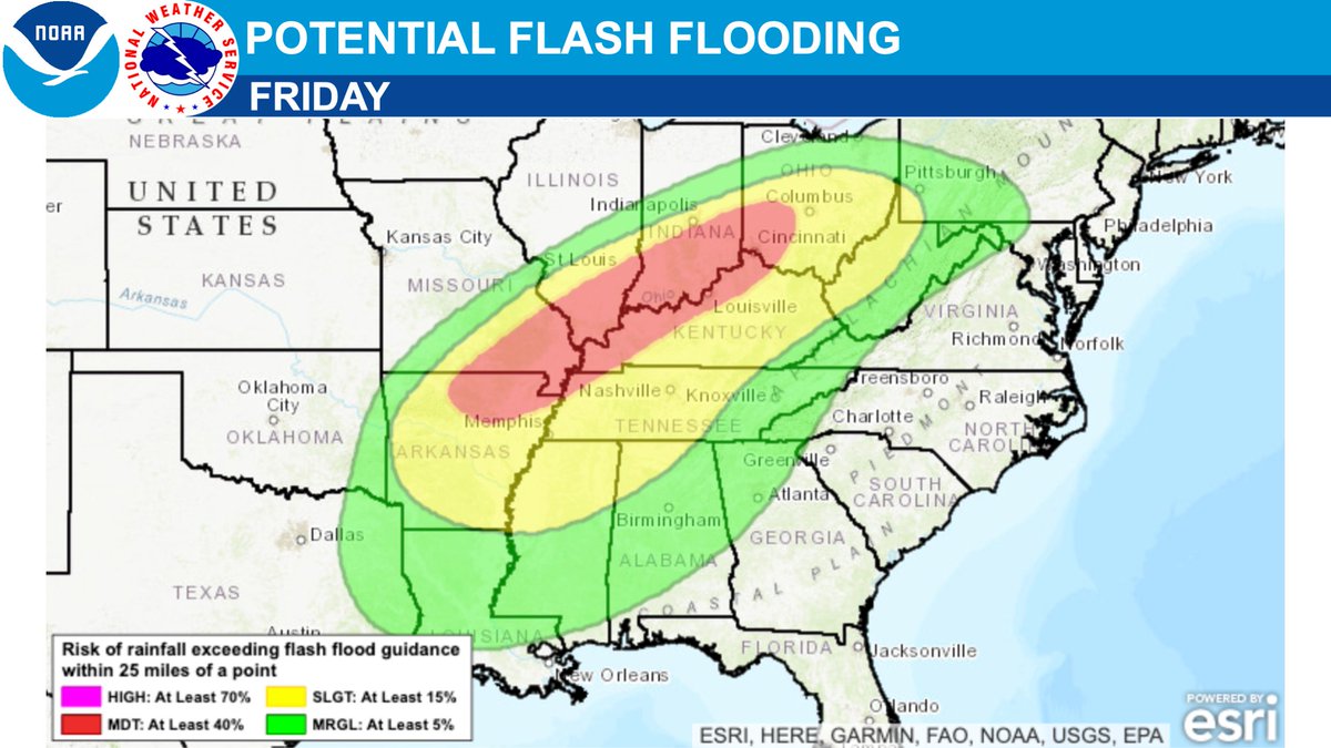 NWS's tweet photo. Very heavy rainfall expected from Oklahoma into the Ohio River Valley over the next three days will mean the potential for flash flooding for many. Check https://t.co/VyWINDk3xP for the latest, local details – and remember:
Turn Around, Don't Drown. https://t.co/zNmdaOCJgY