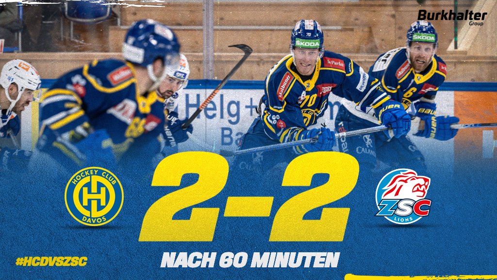 HCD_offiziell's tweet photo. ⏸️ 60' Davos muss einem Rückstand hinterherrennen. Der #HCD ist besser, schiesst mehr aufs Tor, Zürich aber geht in Führung. Anschliessend rennen wir einmal mehr vor allem an eine Wand: Hrubec. In der letzten Minute gelingt #67Bristedt der Ausgleich - Verlängerung.
#HCDvsZSC 2:2* https://t.co/vpkAHrbsm5