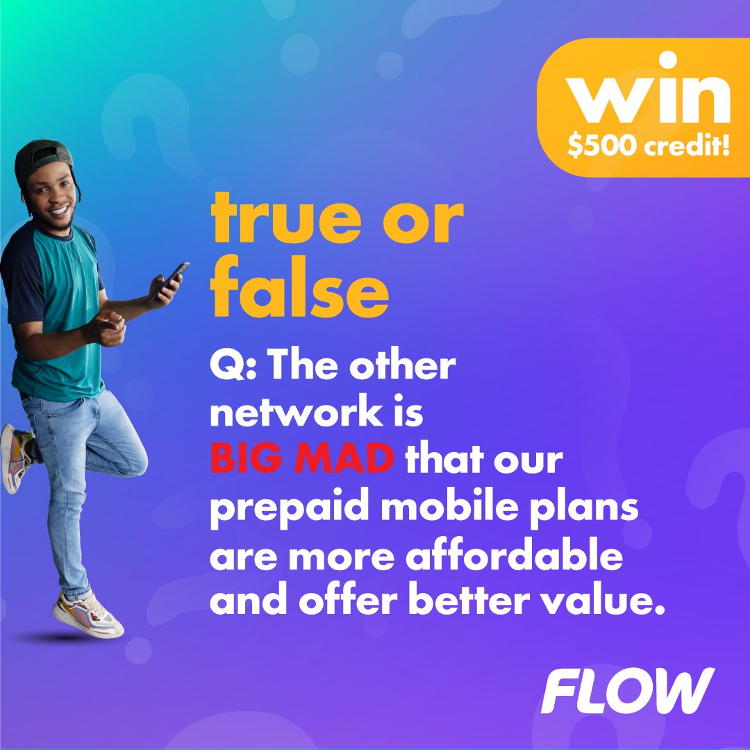 FLOWJamaica's tweet image. Want to win some credit?
Comment below the correct answer for a chance to win. 
Switch to Flow and get a plan with #EndlessEnergy Dial *129*6# to activate today. #FlowMoreForLess