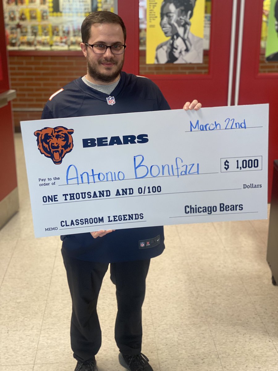 The <a href="/ChicagoBears/">Chicago Bears</a> are proud to recognize Antonio Bonifazi from <a href="/WaukeganSchools/">Waukegan Public Schools</a> as a #ClassroomLegends recipient powered by <a href="/CDWCorp/">CDW Corporation</a>!