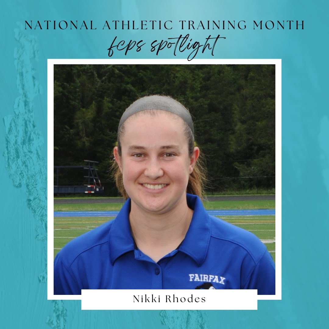 FCPS_ATP's tweet photo. Today’s Spotlight 2/3: Nikki Rhodes!

📍Site: AT2 @FHSLionsAT 
🦉Years of Experience: 6
🌎Hometown: Stephens City, VA
📚Undergrad: BS in Exercise Physiology from @lynchburg 
👩🏼‍🎓Graduate: MS in Athletic Training from @SU_MSAT 

#NATM2023 #theresanATforthat https://t.co/o3e15xUlIS
