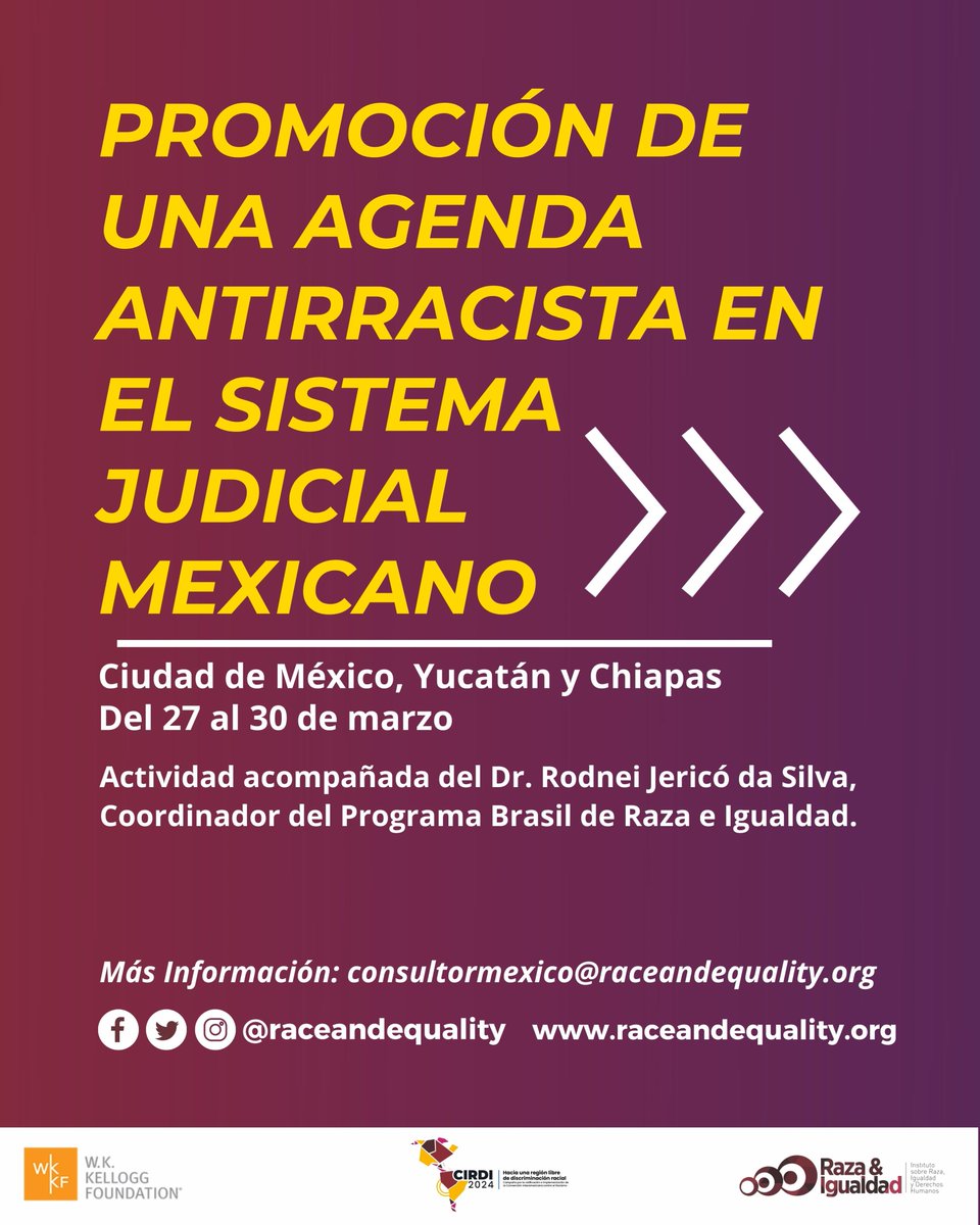 CIRDI_2024's tweet photo. 📣Desde la campaña #CIRDI2024 organizamos y promovermos una serie de eventos en el marco del proyecto de @raceandequality para la construcción de una Agenda Antirracista en México. 

Consulta la agenda en este 🧵 https://t.co/ShwOVkiQlO