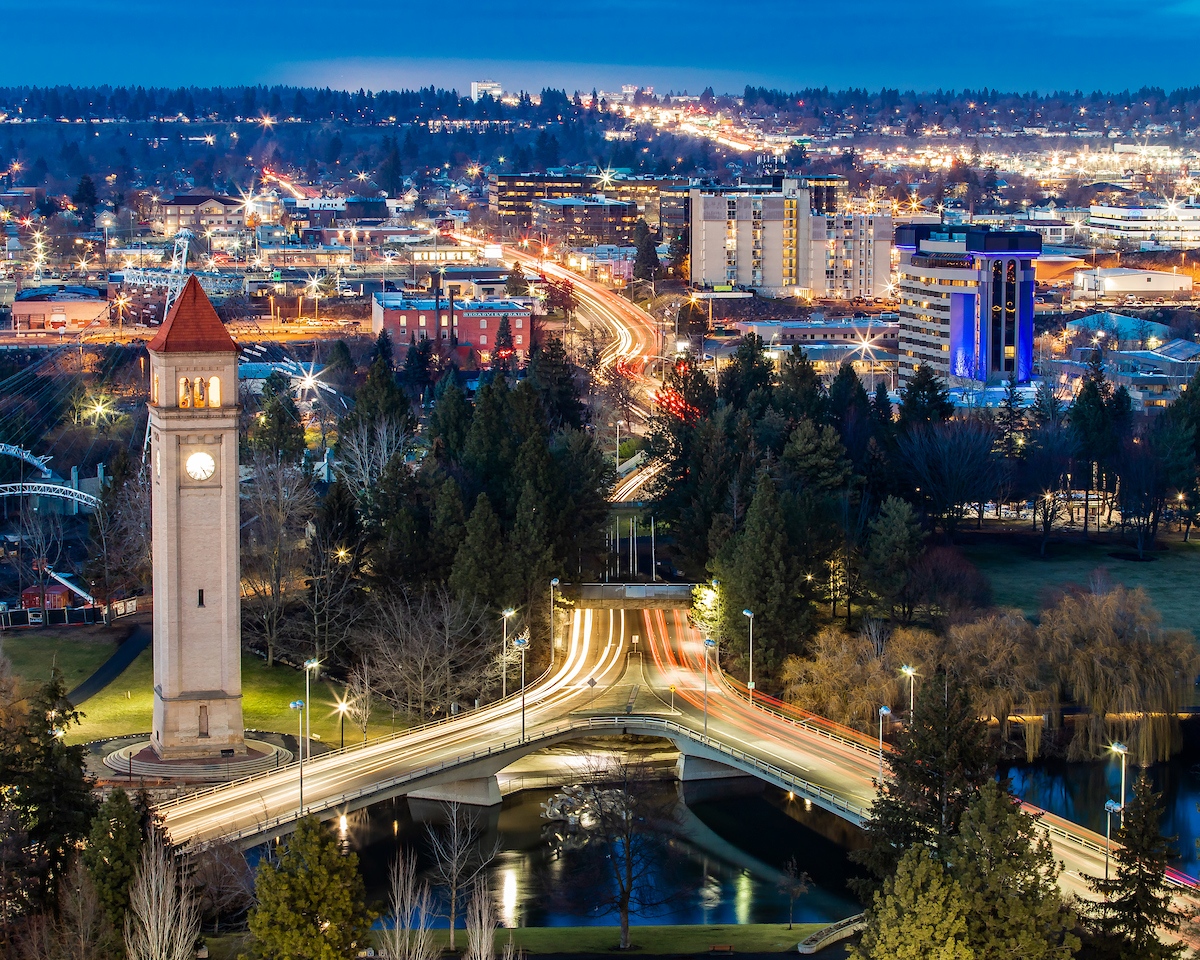 POV: You're driving south on Washington Street and have just emerged from under the bridge. The skyline of downtown Spokane rises before you and Riverfront Park is to your left and right. You feel at home. Life is good.⁠ ⁠ #VisitSpokane