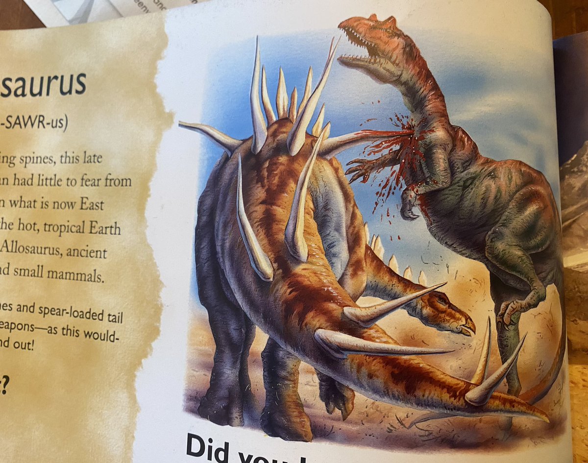KiraCakeNFT's tweet photo. @GWPnft Had a great time reading my kindergartener his new library book last night 🦖 Sparked an in-depth discussion about predators / carnivores that he won’t soon forget 😅😂 #publicschool #wtf #carnage https://t.co/R1DRVsw0EG