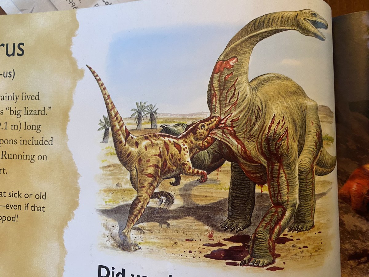 KiraCakeNFT's tweet photo. @GWPnft Had a great time reading my kindergartener his new library book last night 🦖 Sparked an in-depth discussion about predators / carnivores that he won’t soon forget 😅😂 #publicschool #wtf #carnage https://t.co/R1DRVsw0EG