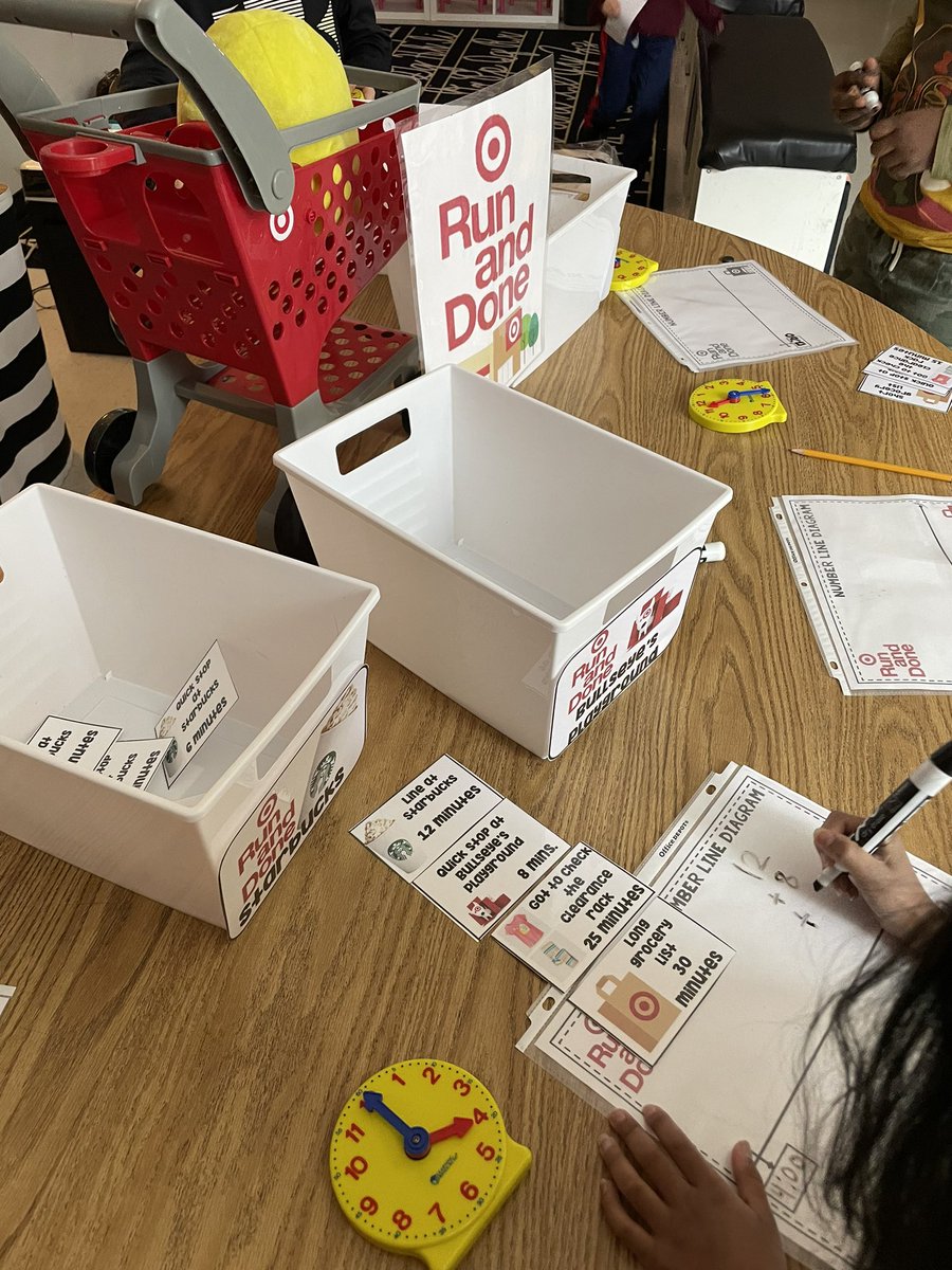 PowellinPrimary's tweet image. Everyone knows it’s so easy to lose track of time at @Target! 

We’re working on solving problems involving addition of time intervals in minutes by representing the problems on a number line diagram. #targetrunanddone #mathteacher #elapsedtime