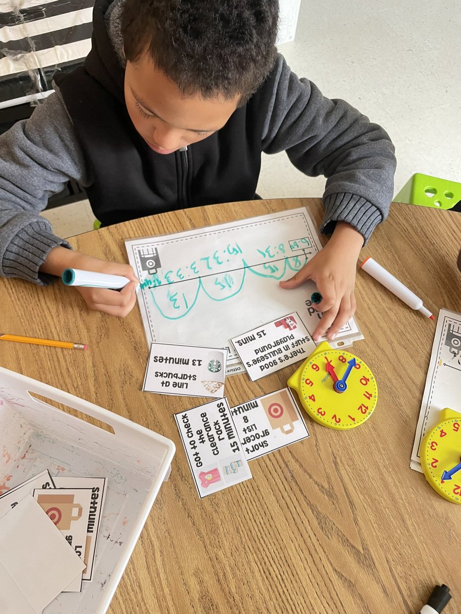 PowellinPrimary's tweet image. Everyone knows it’s so easy to lose track of time at @Target! 

We’re working on solving problems involving addition of time intervals in minutes by representing the problems on a number line diagram. #targetrunanddone #mathteacher #elapsedtime