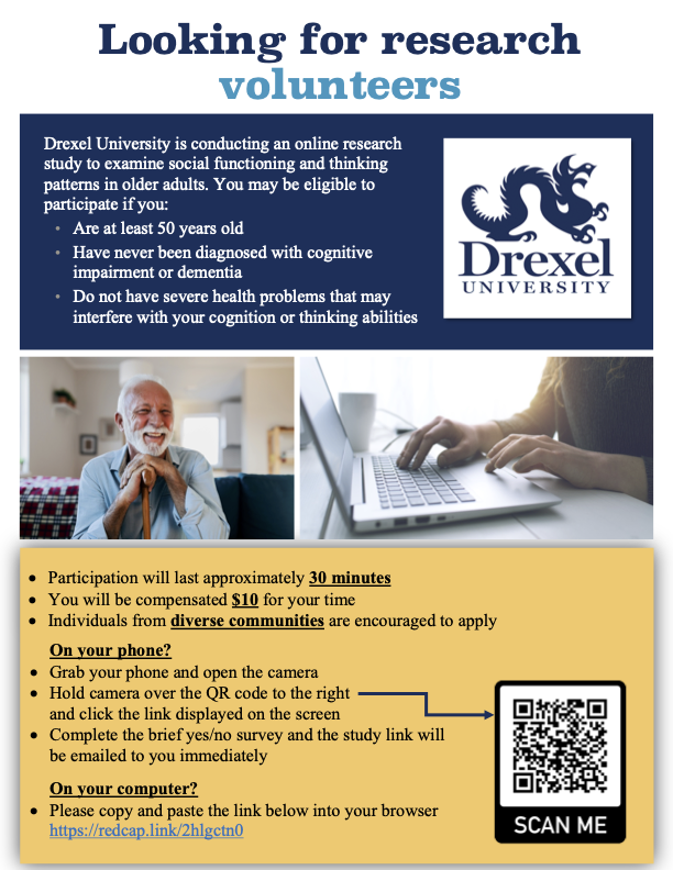 MollySplit's tweet photo. 🌟#NeuropsychTwitter friends🌟

I’m recruiting healthy older adults for my cross-cultural dissertation study!

To advance our understanding of how social functioning relates to cognition across different ethnoracial groups, please RT to help spread the word! #teamwork 🙏 https://t.co/0iqBCVlxOn