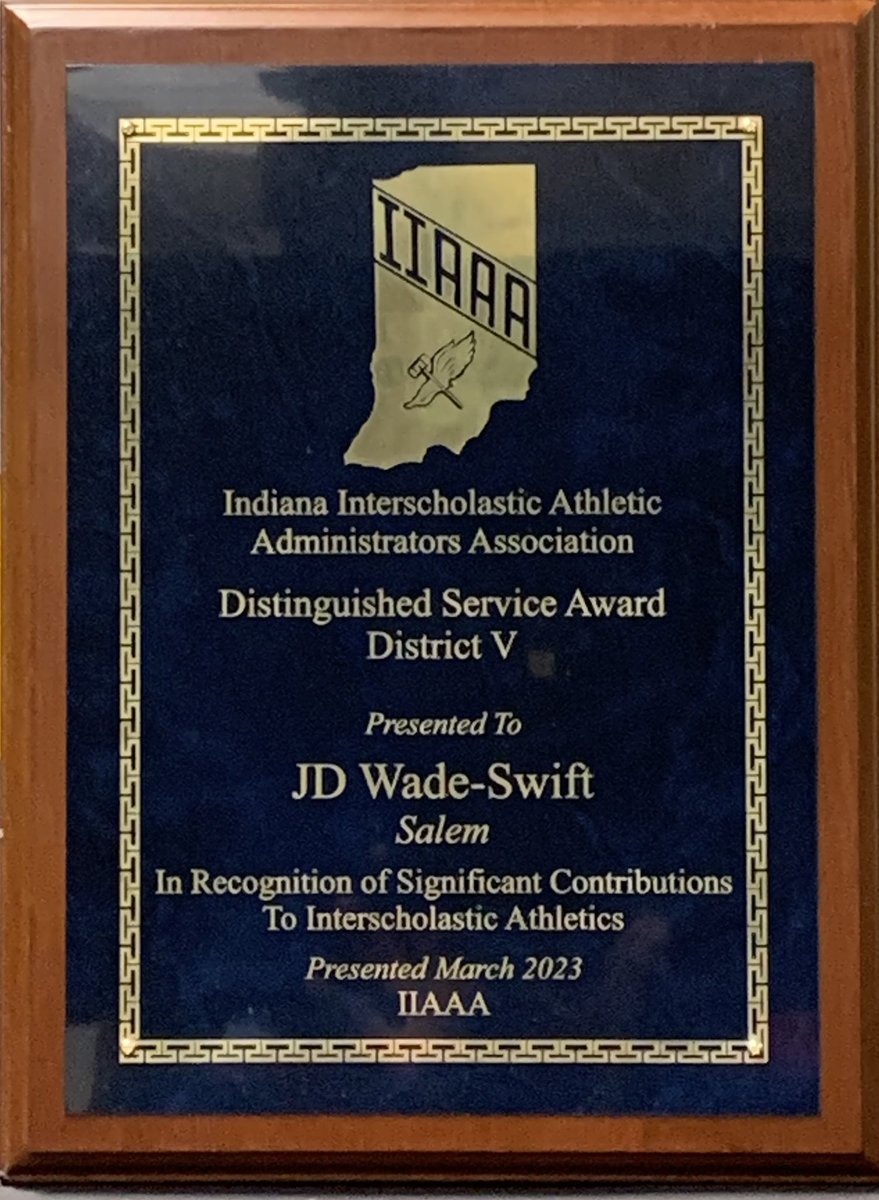 I was humbled and honored to receive the 2023 IIAAA Distinguished Service Award for District V this past Sunday. A special thanks to Hank Weedin and Jerry Hickey for allowing me to be a part of your programs. Also, thank you to all the AD's in the area for honoring me with this