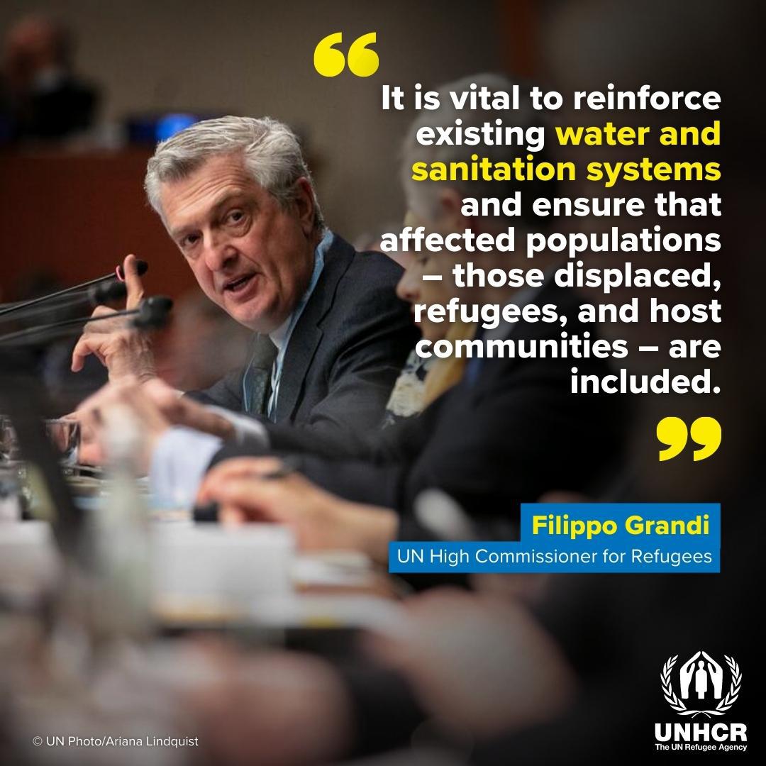 Access to water is a human right. 

High Commissioner for Refugees <a href="/FilippoGrandi/">Filippo Grandi</a> is in New York for the <a href="/UN/">United Nations</a> Water Conference to advocate for the millions of refugees and forcibly displaced people who struggle to access water and sanitation services.

#WaterAction