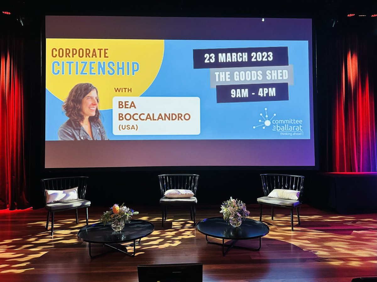 The beautiful Ballarat Goods Shed venue in #Ballarat, #Australia, is ready for today’s Committee for Ballarat conference on #CorporateCitizenship. With such a gorgeous stage, how could I not be excited to present????

#DoGoodAtWork #ESG #CSR