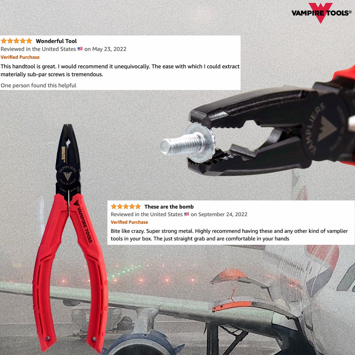 Vampire_Tools's tweet photo. Your reviews put a smile on our faces! โบ๏ธ Thank you for taking the time to share your thoughts on our very own Vampliers BRUTE 6.25" Screw Extraction Pliers. Grab a pair while they're on sale ๐คฉ๐คฉ๐คฉ! For more info, check out our linktree in our bio!
#vampiretools #diytools https://t.co/2H5lAE7Ehl