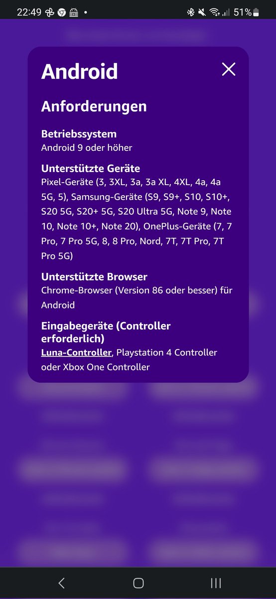 andi_engelhardt's tweet photo. @amazonluna is this for real? I own a brand new Samsung Galaxy S23+ and can't use your gaming Service?! https://t.co/65L4u4pcsL