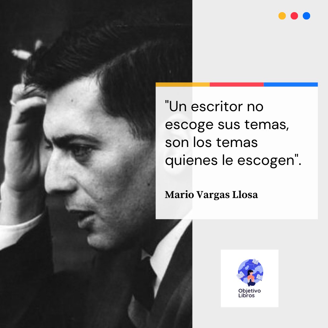 'Un escritor no escoge sus temas, son los temas quienes le escogen', Mario Vargas Llosa ⚘️

#slowlife #escritores #inspiration #inspiracion
#escritor #quotes #frases #culturarelax #escribir #slowwriting #culturaliteraria #vargasllosa #cultura #mariovargasllosa