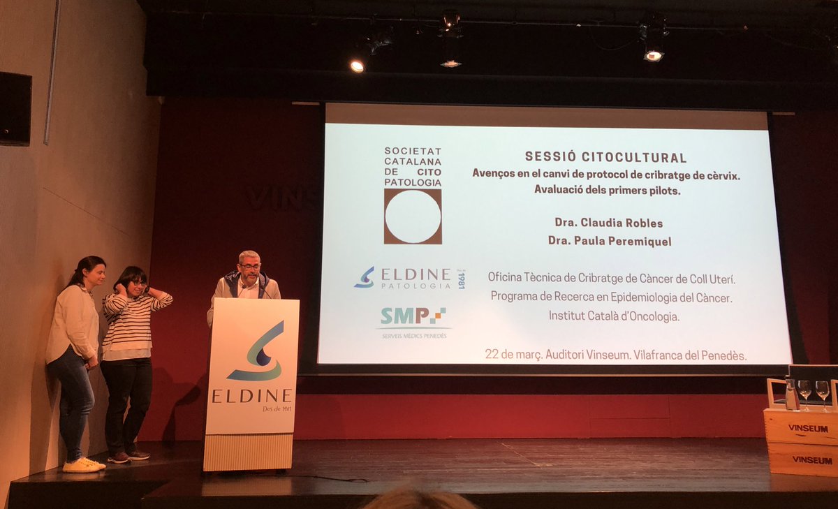 CitopatolCAT's tweet photo. Sessió científica sobre els nous protocols de cribratge de càncer de cèrvix amb les Dr. Claudia Robles i Paula Peremiquel 🤩 a l’auditori del @vinseum de Vilafranca del Penedès.
Moltes novetats que estan venint 👏🏻
Gràcies per mantenir-nos actualitzats.
#CitopatCat #citologia https://t.co/gqC9zeb9go