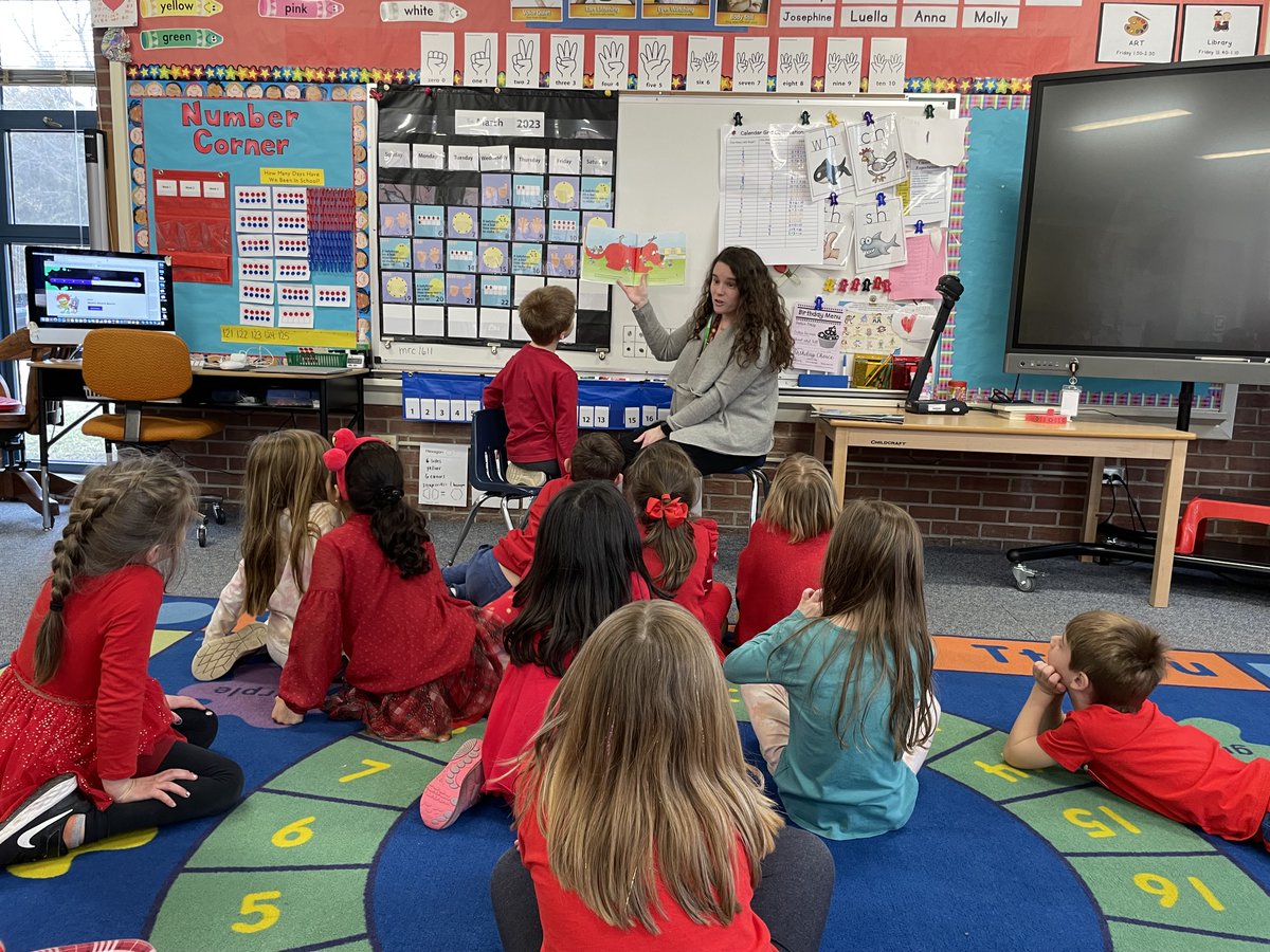 Charlie's mom brought in several fun books for her mystery reader visit! We enjoyed listening to We Don't Eat Our Classmates, Clifford Goes to Kindergarten and Caves! #d70cougars