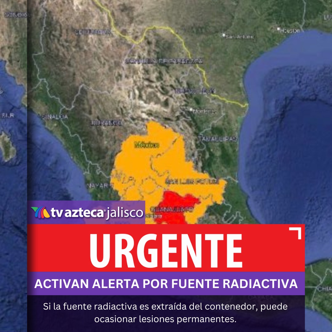 TVAztecaJalisco's tweet image. 🔴#URGENTE Autoridades de Protección Civil activan alerta en al menos siete estados incluyendo Jalisco por fuente radioctiva robada. La situación se desprende del robo de cuatro contenedores de radiografía industrial en Salamanca, Guanajuato.