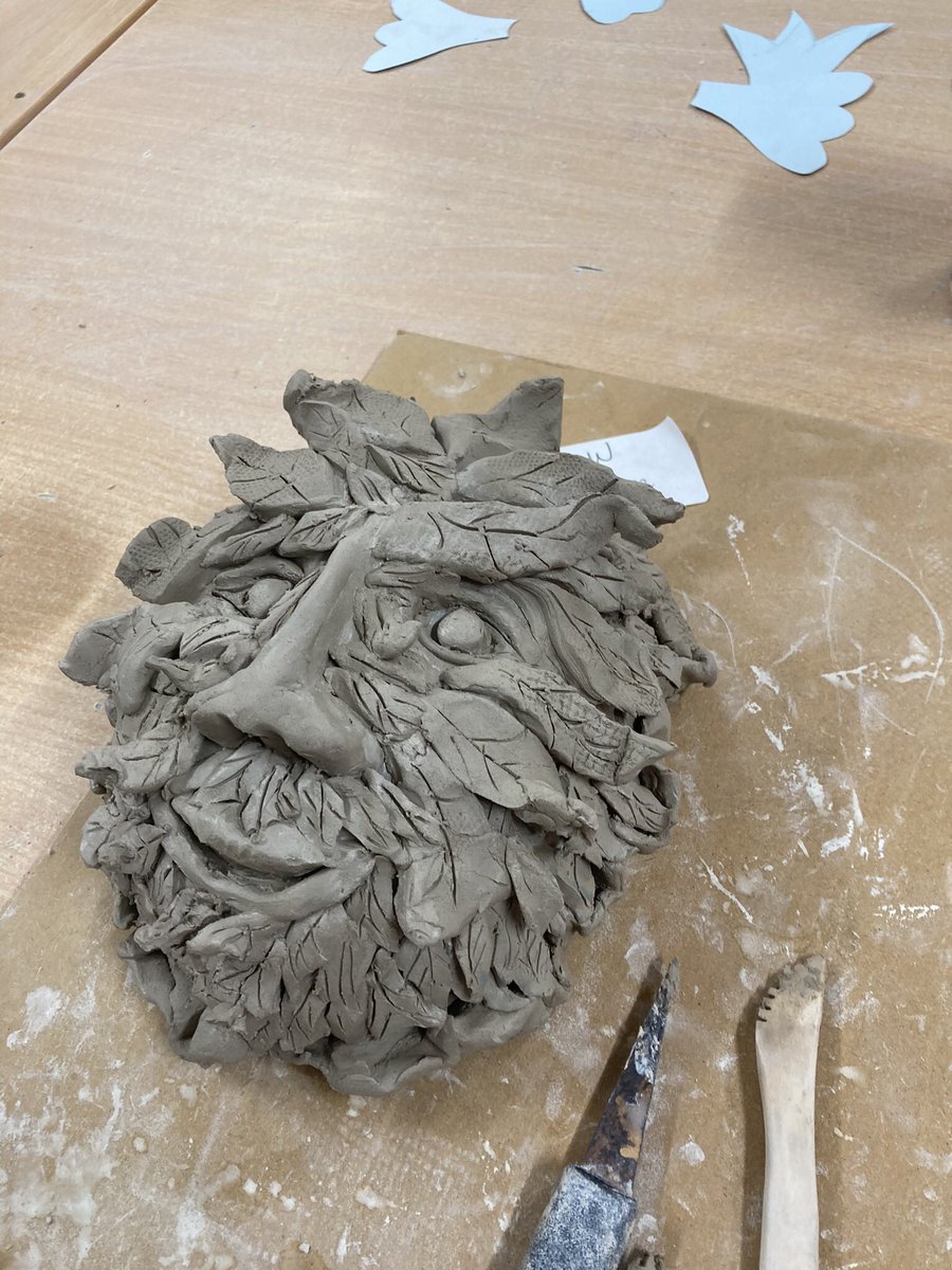 Parents clay evening workshop @KimboltonSchool Green Man clay masks and throwing on the wheel #backtoschool #parentpower