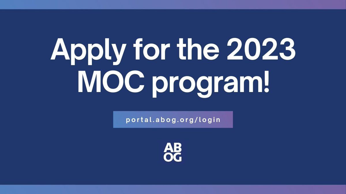 boardobgyn's tweet photo. Reminder: The deadline to apply for the 2023 MOC program is November 15, 2023. Log in to https://t.co/ZB9ywvC9uf and apply.

Questions? Contact the MOC Department at moc@abog.org or 214.871.1619. https://t.co/PL3O66oLaA