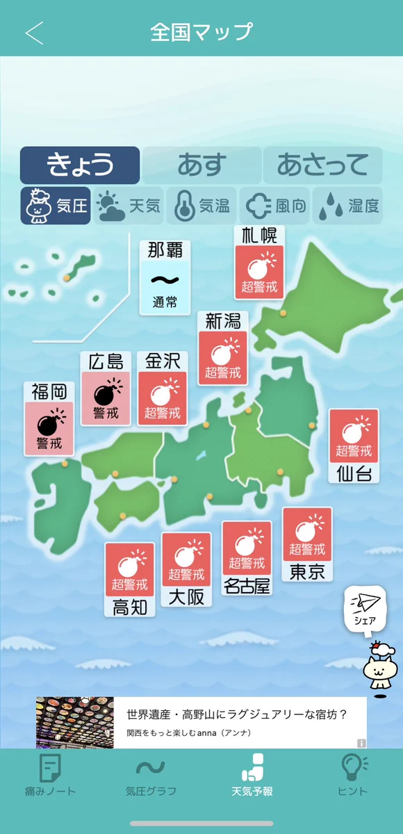 本日は爆弾低気圧！？おやすみモードで乗り切ろう。
