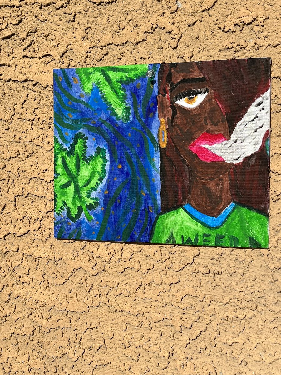 KolasLooks's tweet image. New art by me. Support Black Owned Business. SheWinsCreations This piece is called stoner chick. It’s currently $12 + shipping message me if you’re interested #art #Creative #dopeart #manifestation #ArtistOnTwitter #BlackArtist #CreateYourPlace #WeedLovers
