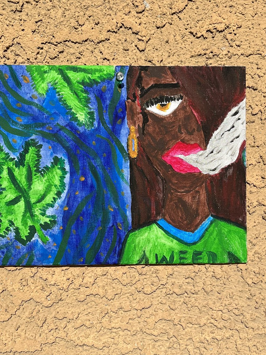 KolasLooks's tweet image. New art by me. Support Black Owned Business. SheWinsCreations This piece is called stoner chick. It’s currently $12 + shipping message me if you’re interested #art #Creative #dopeart #manifestation #ArtistOnTwitter #BlackArtist #CreateYourPlace #WeedLovers