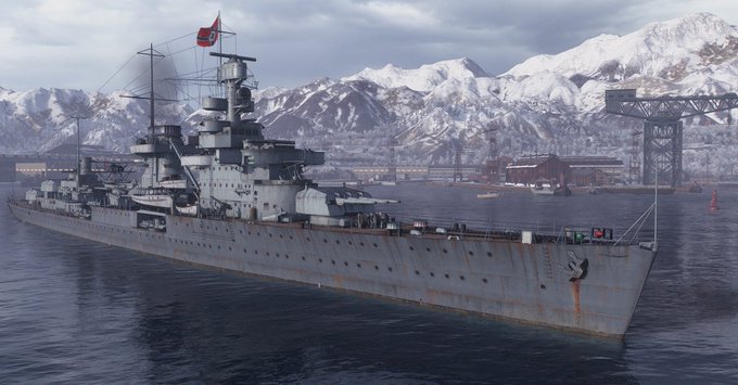 🟥巡洋艦 NURNBERGニュルンベルクはケーニヒスベルク級軽巡洋艦の改良型であり、前級に比して大型化され、高性能な主砲