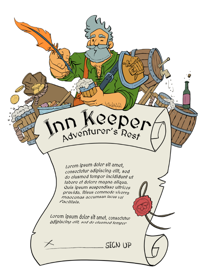 - Drafting up the landing page/mailing list signup for the relaunch of our website. 
- We still haven't named our main man.
- Spoke with marketing and decided he's getting a wife, time to go back to the start and concept with both members of the semi-retired couple in frame.