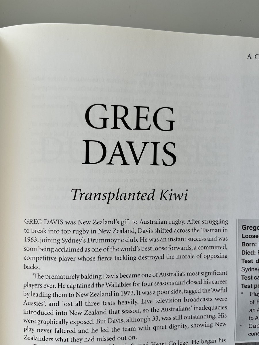 Today’s young reporters omit to mention Razor Robertson’s link to one of the all-time Wallaby greats. Good enough to be in my 1999 ‘World‘RugbyGreats’ book. Greg Davis born Matamata, died far too young in Rotorua aged 39. A great captain in 16 tests &amp; Razor’s Uncle!