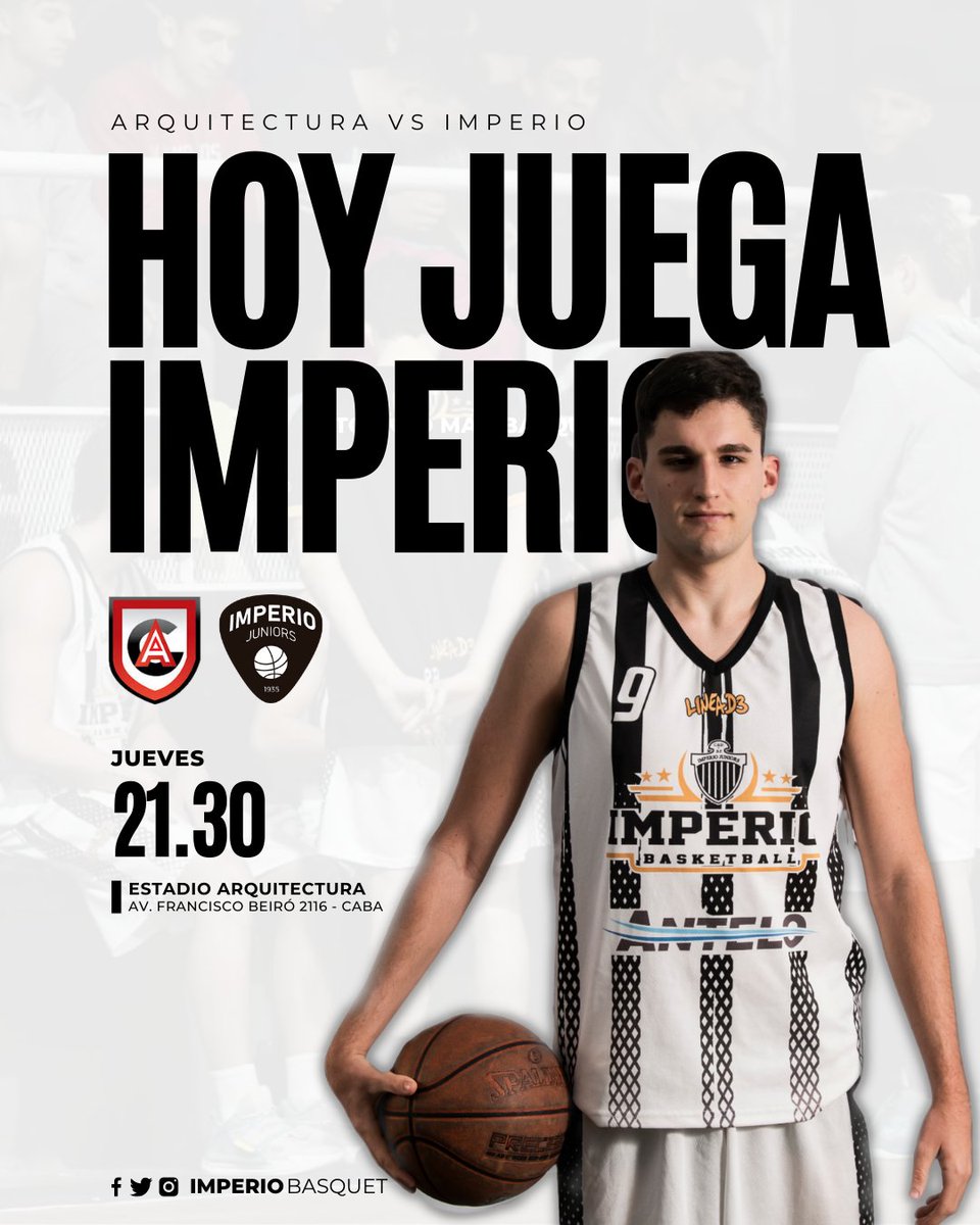 ¡HOY JUEGA IMPERIO!

🏆 Torneo Federal - Fecha 1

🆚️ Arquitectura
📆 Jueves 23/3
⌚ 21.30hs
🏟 Visitante

#UnImperioGrande ⚪⚫