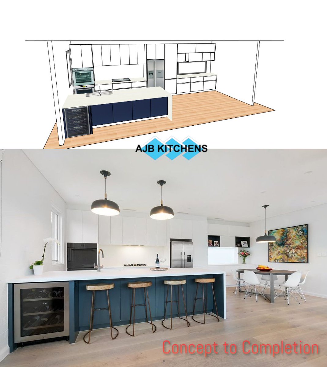 ajbkitchens's tweet photo. Concept to Completion: We can convert your dream into reality. #renovation #renovationproject #kitchencabinets #kitchendesign #kitchens #kitchensofinstagram #kitchen #kitchenrenovation #kitchenreno #modernkitchendesign #KitchenIslandDesign #sydneykitchen #kitcheninspiration https://t.co/PjeMn1j1ZJ