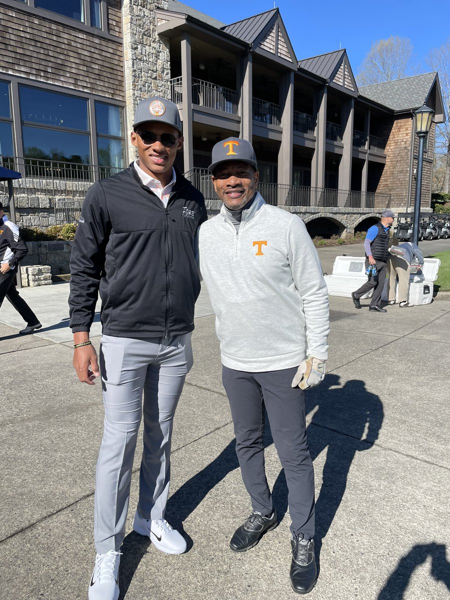 LeeAllenJenkins's tweet photo. Great to play golf with @josh_dobbs1 - a young man I coached in middle school and a @Vol_Football legend! Now he’s a starting #NFL quarterback and one of the sharpest young men I know. 
#VFL 
#coachesmatter https://t.co/2V7QF38qyq