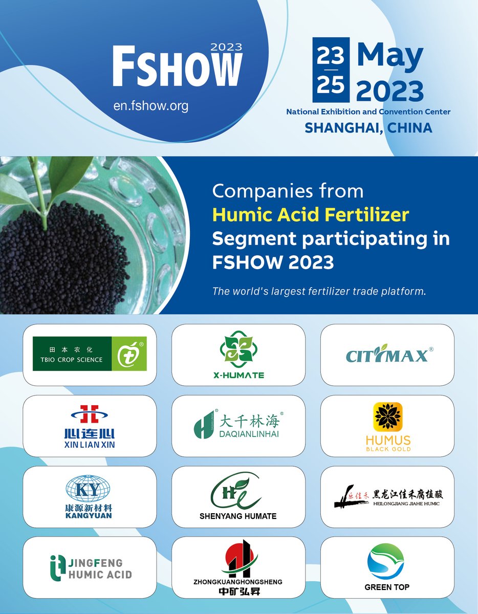 FertShow's tweet photo. Which Humic Acid Fertilizer Companies will participate in SHOW 2023?

More info: https://t.co/9L2XMMulB8 https://t.co/Ib1mhhoWid