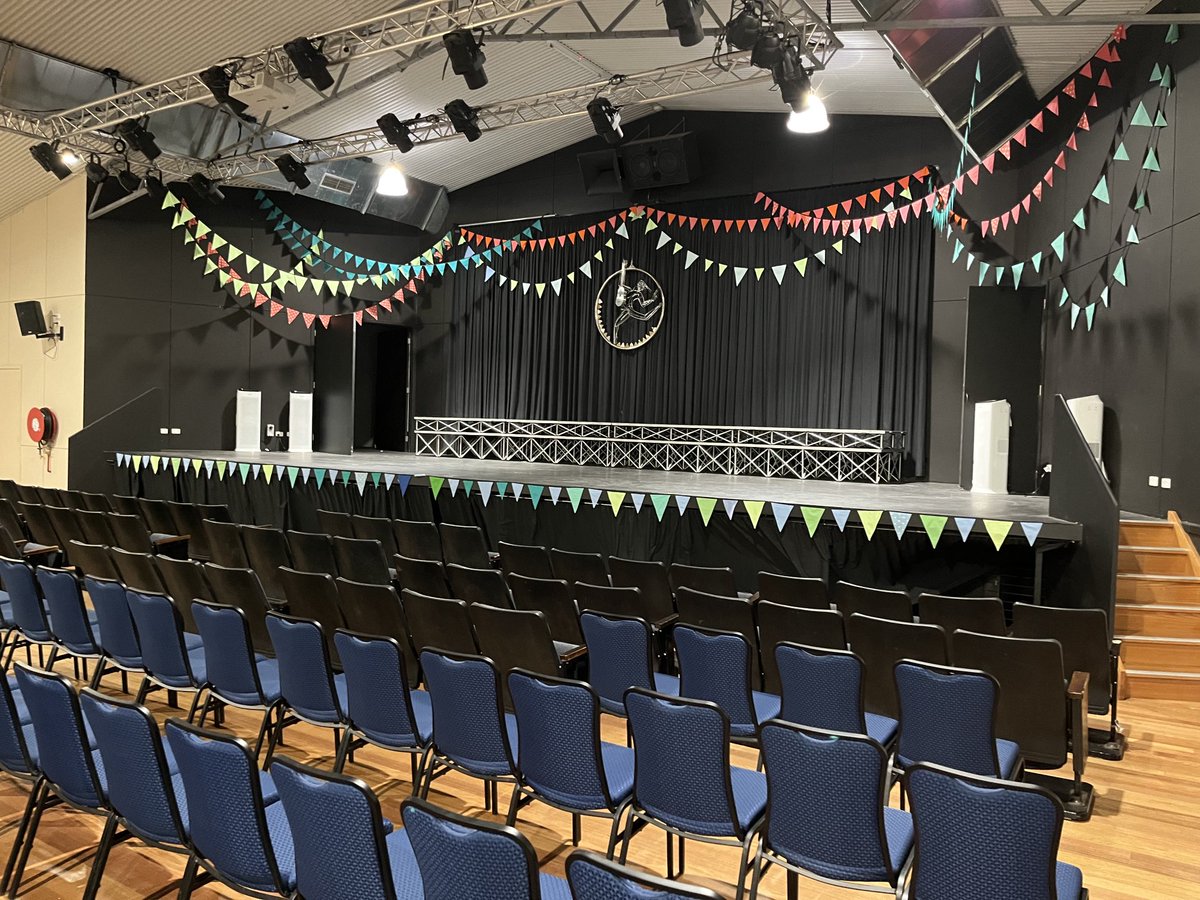 dginnivan's tweet photo. Chairs and more chairs.. the Yack Town Hall in all its glory (the workers not so much!) in preparation for the 23rd? Yackandandah Folk Festival this  coming weekend. Music makes change! ⁦@Events_Matter⁩ #loverural https://t.co/SBYvDU8nbb