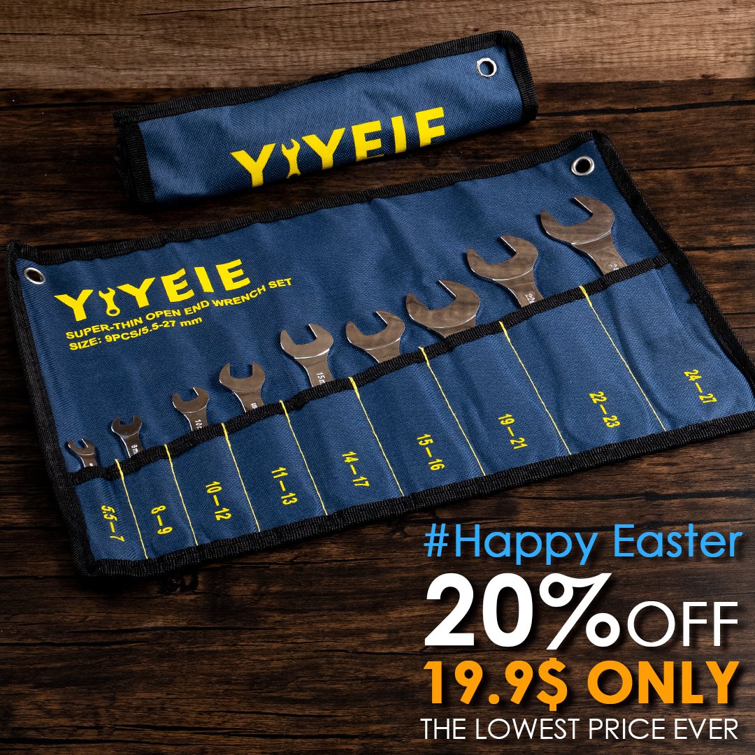 Yiyeietools's tweet image. Don&apos;t put all your 🥚 in one basket - jump into Easter for any DIY project with our 9 Pcs set, now 20% off!🐇
Add it to your to-buy list! 
Order now by clicking the link below and enjoy the lowest price ever! 🏷️
#EasterDIY #WrenchSet #ToolboxEssentials #DiscountDeals #EasterSale