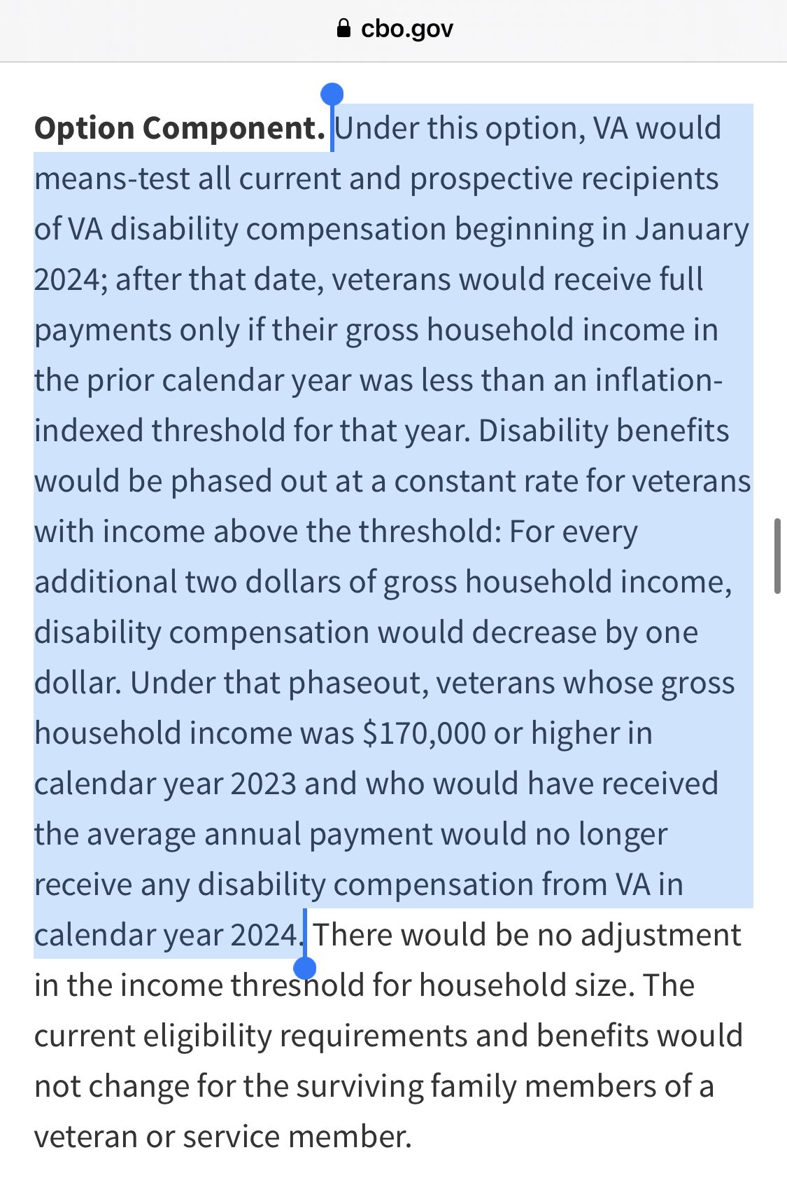 Peter Wrangel on Twitter "The CBO is scoring "means testing VA