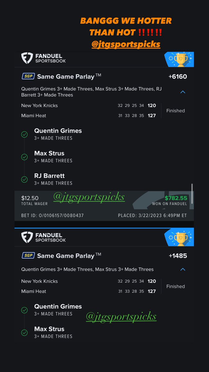 JTGSPORTSPICKS's tweet photo. WHAT A WEEK ITS BEEN 🍾🥂ALREADY DID A GIVEAWAY GONNA ANNOUNCE ANOTHER TO END THIS WEEK ‼️‼️📈📈 #JTGSportsPicks #GamblingTwitter https://t.co/QUmIUVGwmD