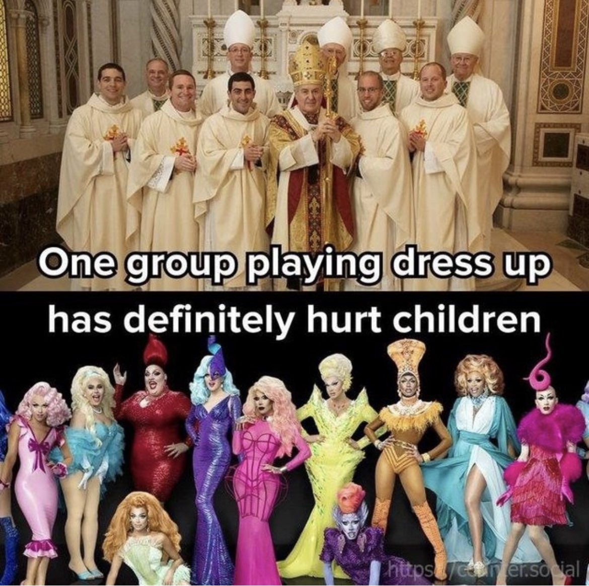 iamdanlevey's tweet photo. The catholic church #MoreDangerousThanDrag https://t.co/fgD9QVheeu