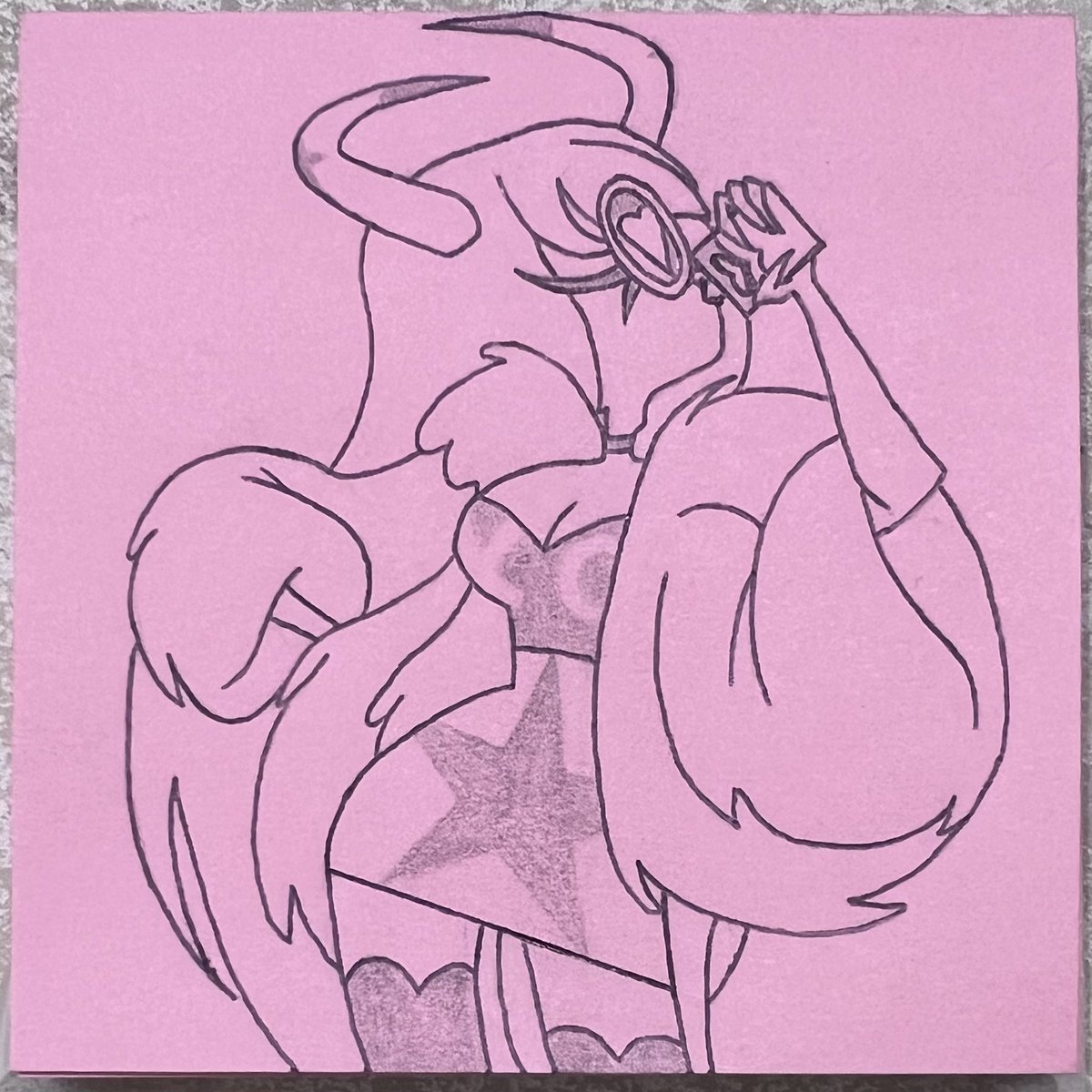 J1R_Productions's tweet photo. They let me out because I’m still famous, and rehab is for sad, loser wash-ups. So, your sister says hi." #Drawing #Doodle #PostIt #HelluvaBoss #VerosikaMayday #Succubus #PopStar #MrsVerosika #Succubitch https://t.co/30yHBIL7Gc