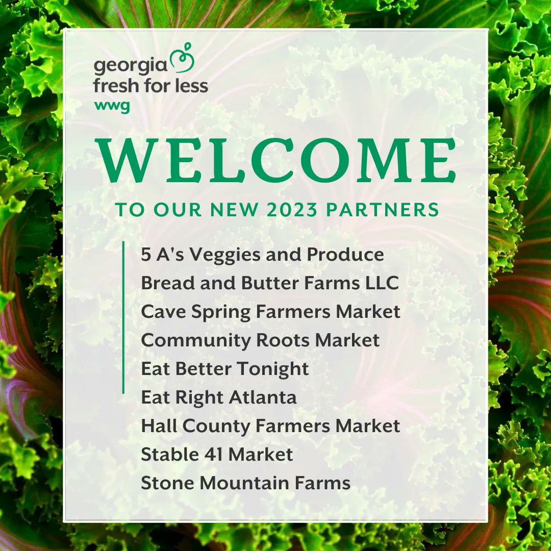 WholesomeWaveGA's tweet photo. It’s going to be a big year for WWG... This year we have 80 farmers markets, farm stands, mobile markets and brick-and-mortars partnering with us to double SNAP/EBT for fresh, local, healthy produce. That’s the most we’ve ever had! Welcome to our 9 new 2023 #Fresh4Less partners! https://t.co/Btj54GRta7