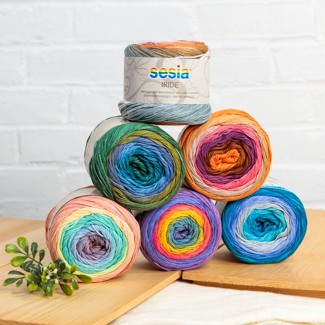 Sesia Iride is new for Spring/Summer 2023! A lovely self-striping cotton #yarn with excellent drape, Iride makes it easy to add color and visual interest to your warm-weather wardrobe. 
Get it here -> bit.ly/SesiaIride
