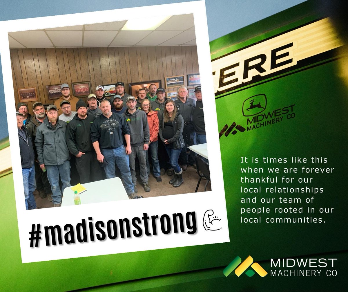 MMC_JD's tweet image. As we work our way through the devastating loss of our Madison store, we need to remember what was not lost.  The Madison Midwest Machinery team is a collection of the best and most hardworking people.

We want to thank ALL of you for your help and support.

#MadisonStrong