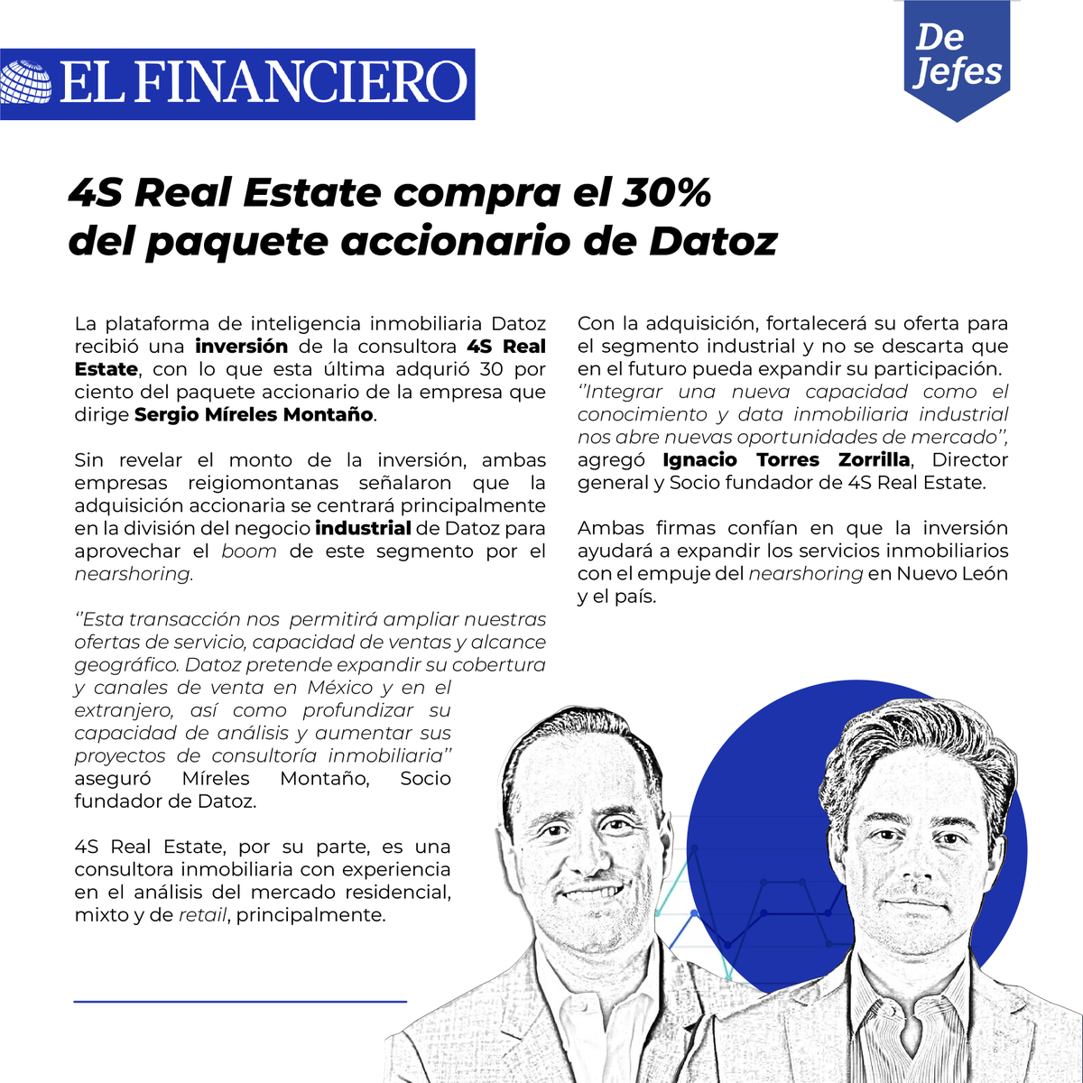 datoz_mx's tweet photo. Hoy anunciamos que Datoz recibió una importante inversión por parte de @4SRealEstate.

Agradecemos a @ElFinanciero_Mx por el espacio que nos brindó para conocer más detalles sobre esta inversión.

Aquí la nota en web: https://t.co/VJMvael2Mi https://t.co/vDgC6cj5go