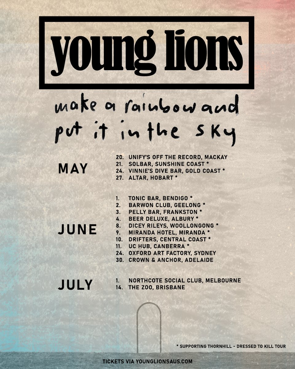 Australia, we are coming.
Pls 5give us NT/WA.
🎫 available now - younglionsaus.com/tour-dates