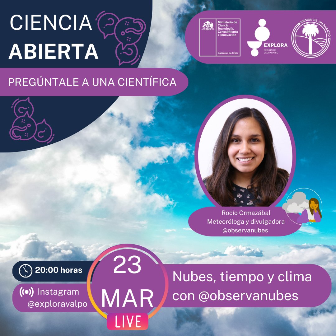 exploravalpo 🚎 (@exploravalpo) on Twitter photo 🔴🎥 Conectémonos ahora vía IG en instagram.com/exploravalpo/ #CienciaAbierta #PregúntaleAUnaCientífica #Meteorología 🔴🎥 Conectémonos ahora vía IG en instagram.com/exploravalpo/ #CienciaAbierta #PregúntaleAUnaCientífica #Meteorología